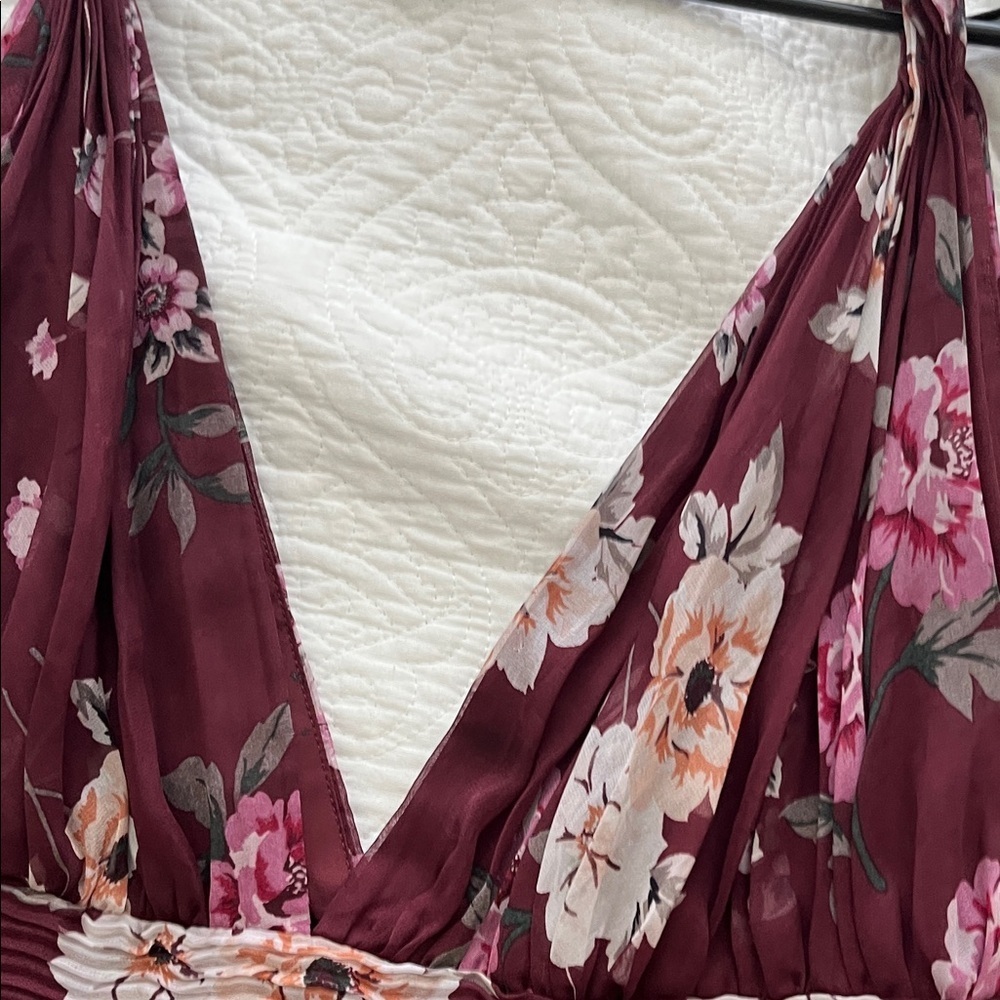 Jill Jill Stuart Zola Print Dress - Burgundy Floral Maxi Dress - Picture 8 of 9